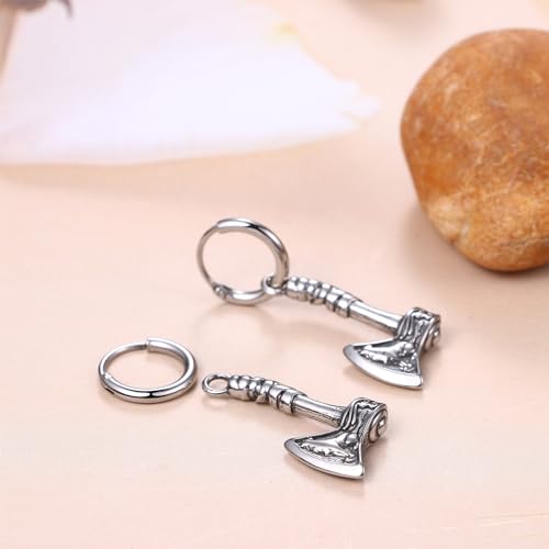 Pendientes de hacha vikinga Aroncent de acero inoxidable negro para hombre y mujer 3