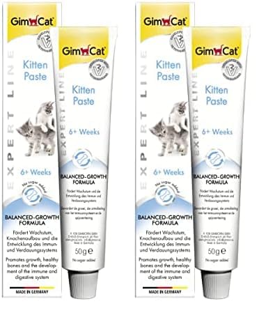 GimCat EXPERT LINE Kitten Pasta, Snack per gatti funzionale che migliora lo sviluppo dei gattini, 1 tubetto, 1 x 50 g (Confezione da 2)