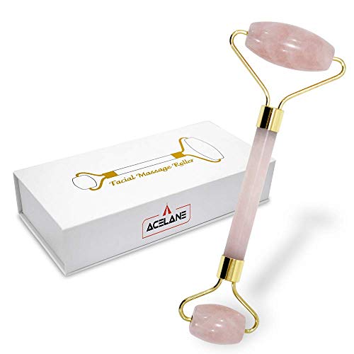 Acelane Jade Roller for Face Anti-aging Facial Roller Natural Jade Stone Wrinkles Puffiness Massager Treatment Beauty Tool for Slimming Toning Firming Eyes Neck Body Skin Rejuvenate