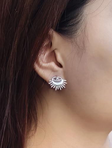 Boucles d'oreilles clous soleil en argent 925 et or, bijoux faits main - 2