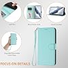Funda tipo flip con correa, ranura para tarjetas, cierre magnético y soporte, compatible con itel S25 Ultra 4G, color menta 6
