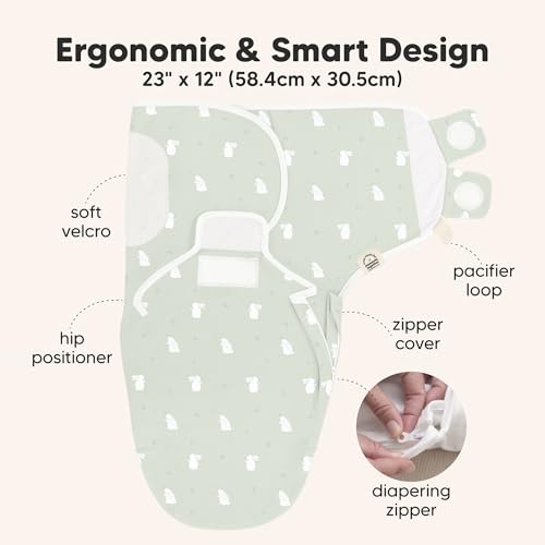 Image of Baby Swaddle Sleep Sacks with Zipper - 3-Pack Swaddles for Newborns 0-3 Months, Infant, Baby Girls, Boys, Soft & Durable Newborn Sleep Sack, Easy Diaper Change Swaddling Blanket (Bunnies, OS)