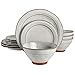 Gibson Elite Terranea Round Reactive Glaze Terra Cotta Dinnerware Set, Service for Four (12pcs), White
