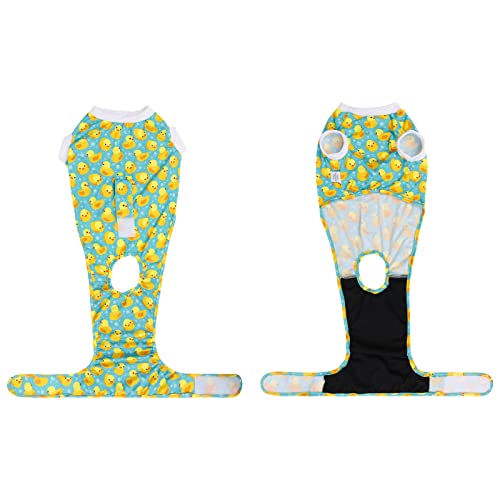 Image of CuteBone Dog Surgery Recovery Suit Cat Surgical Onesie Female Body Suits Male Prevent Pet from Licking Wounds SSF03XL Yellow Ducks