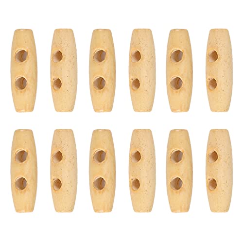 50pcs Wooden 2-Hole Toggle Buttons, Eco-Friendly 30mm Horn Design for Coats Sweaters, and DIY Sewing Projects