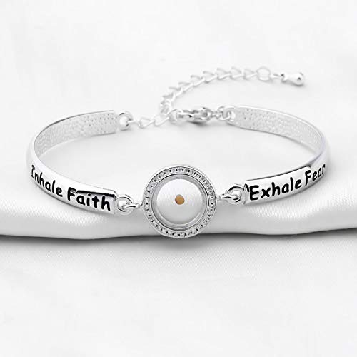 Image of HOLLP Faith Jewelry Religious Bracelet Inhale Faith Exhale Fear Mustard Seed Bracelet Christian Gift (Bracelet -S)