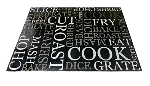 Acense Protection de plan de travail en verre trempé, verre trempé, bords lisses, coins arrondis, planche à découper, pieds en caoutchouc antidérapants, multi-usages, résistant aux taches, 40 x 30 cm