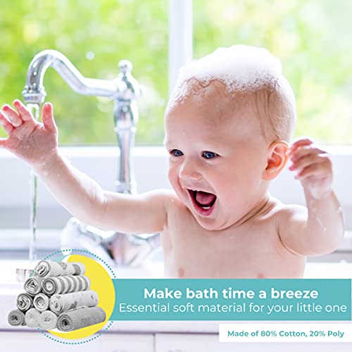 Image of Spasilk 20-Piece Washcloth Set for Newborn Boys and Girls, Soft Terry Baby Washcloths, Baby Essentials, Gray Celestial