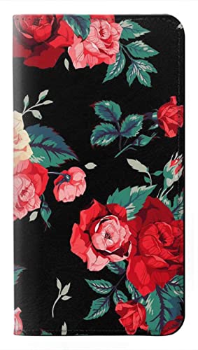 Housse cuir Samsung Galaxy A26 noir avec motif floral rose et clapet