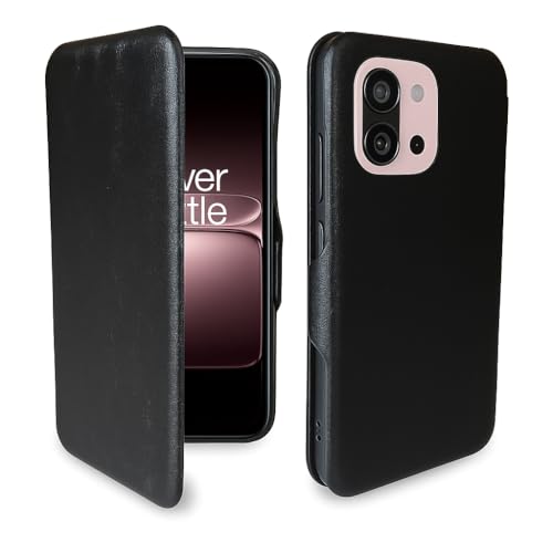 Image of Premium Vegan Leather Phone Cover with Card Slot - Slim, Durable, Privacy Protection, Kickstand Function, Elegant Flip Wallet Cases Compatible for OnePlus 13s 5G (Black)
