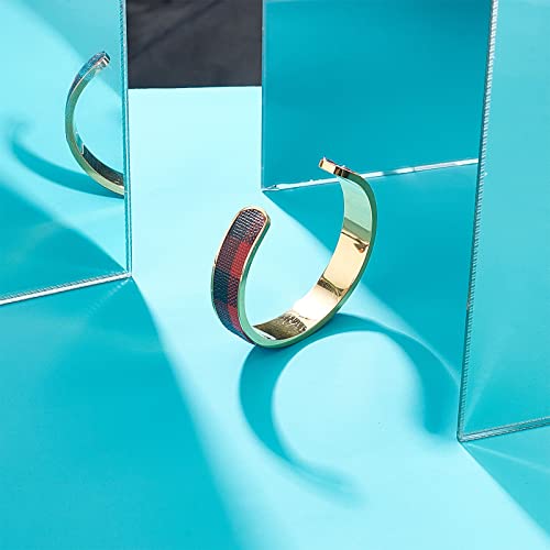 UNICRAFTALE 1pc Gold Plated Cuff Bracelet Stainless Steel Grooved Bangles Blank Bracelet for Inlay 50-60mm Adjustable Empty Open Bangles for Jewelry Making - Image 3