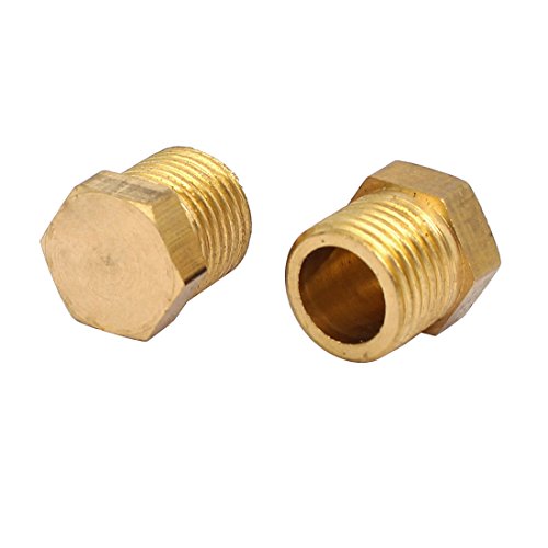 Sourcingmap 6 Pcs 1/8BSP Male Thread Brass Hex Head Pipe Plug Connector Fitting - Image 2