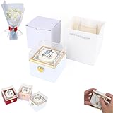 Boîte à bagues rotative réversible en forme de petit ours avec couvercles pour cadeaux, pour mariage, demande en mariage, Saint-Valentin, anniversaire, anniversaire de mariage (blanc)