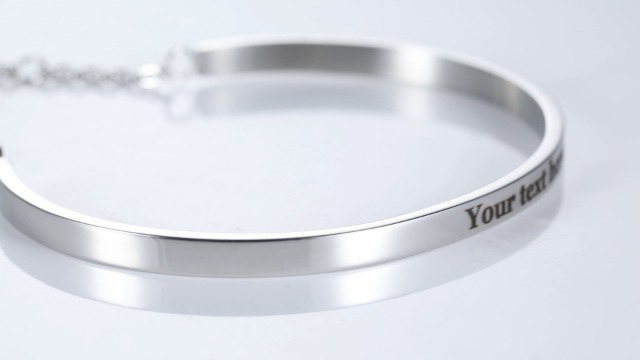 Personalized ID Bracelet - Stainless Steel Cuff With Laser Engraved Name, Adjustable, 4 Colors (Silver, Black, Gold, Rose Gold)