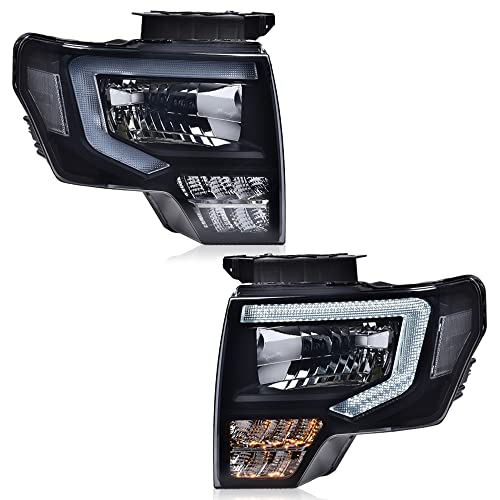 DOTCOM LED DRL Headlight Assembly, Compatible with Ford F150 2009-2014