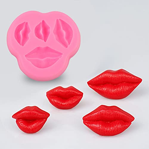 Molde para hornear de silicona forma labios color rosa miniatura 4