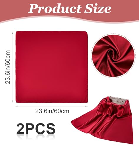 2Pcs Red Neck Scarf for Women, Red Hair Scarf 23.6" Square with Polyester Feeling, Satin Bandana for Costume Party, Church & Fashion Accessories2