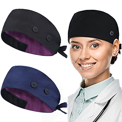 ABAMERICA Working Caps with Button and Sweatband, Adjustable Working Hats for Women Men, One Size(Tie Back or Toggle) A45