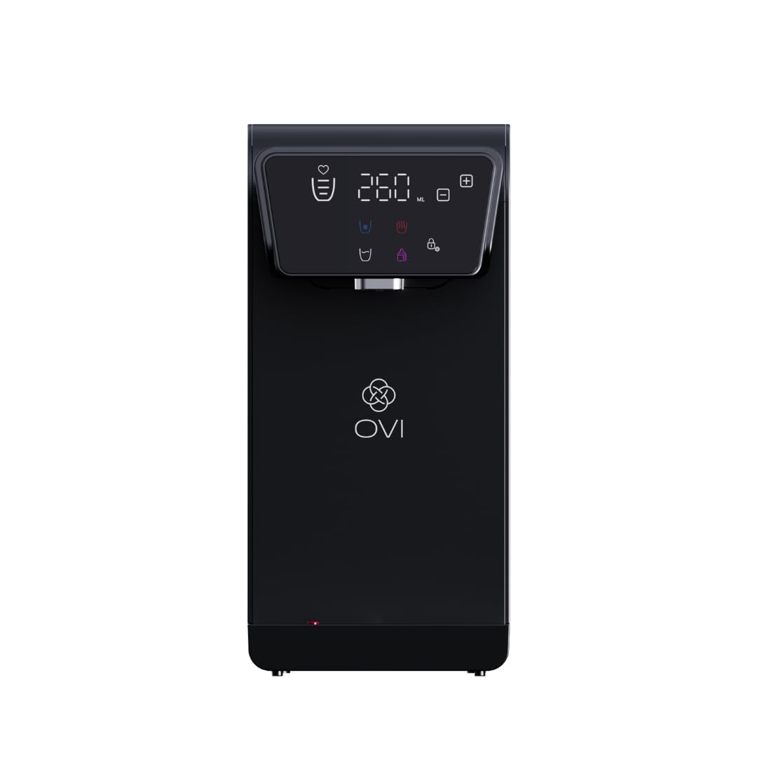 OVI II Distributeur d’Eau Chaude, Froide & Tempérée Instantané | Fontaine à Eau Filtrée 4 Étapes Anti-Bactéries & PFAS | Connexion Directe | Idéal Famille & Bébé | Noir