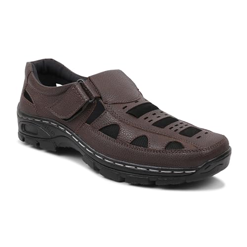 Image of Men's Faux Leather Sandals - Breathable, Lightweight, and Stylish Sandals for Casual Outings and Everyday Comfort
