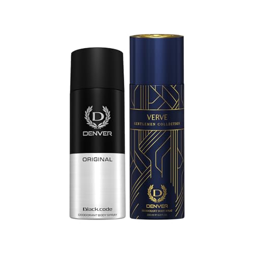 Image of Denver Black Code 150 ML & Verve 200 ML Deodorant For Men, Pack of 2 | Long lasting Deodorant