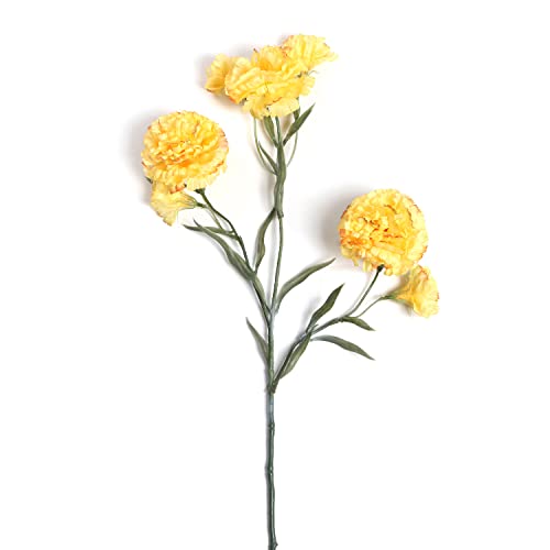 Image of Pure Home and Living Yellow Carnation Faux Flower Stem 1 Piece