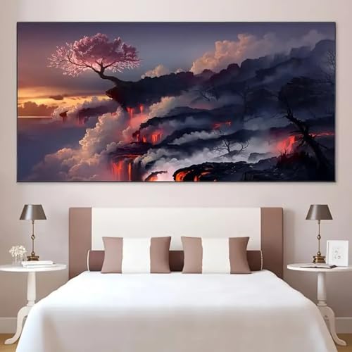 Grandes images de cerisiers en fleurs au bord d'une falaise pour masquer un mur vide