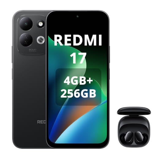 XIAOMI REDMI 17, 4G Smartphone, 4+256GB, Helio G91-Ultra Processor, 6.9" 120Hz Display, 7500mAh Battery, 50MP dual Rear Camera, Black, Included Earphone