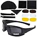 Unifizz X7 Army Sunglasses Military Tactical Goggles Polarized Lens Glasses Unisex Black with 4 Lens kit For Training