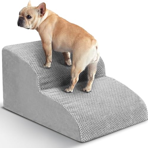 Dog Stairs for Small Dogs, High Density Foam Dog Ramp, Extra Wide Non-Slip Pet Steps for High Beds Or Couch, Soft Foam Doggie Ladder for Dogs Injured, Older Pets, Small Cats