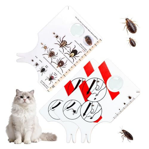 YIHAOH 3 Stücke Zeckenkarte Mensch, Zecken Waagenkarte mit Lupe, Schnell Löschen Zeckenkarte Kinder, Zeckenentfernungskarte für Menschen, Kinder, Hunde und Katzen Geeignet