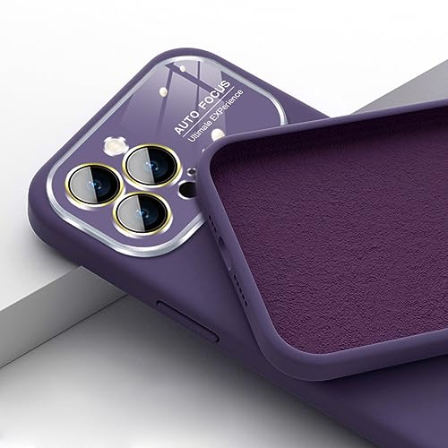Coque carrée iPhone 14 Pro Max antichoc silicone liquide et objectif verre protégé