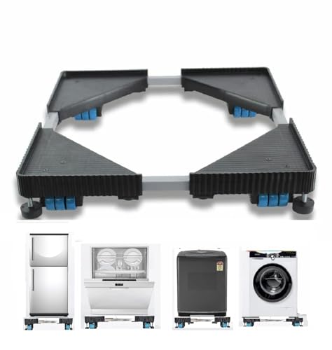 Image of PUREAGLE Premium Heavy Duty Adjustable 24-Wheel Trolley Stand for Washing Machine (6,7,8,9 kg) - Front & Top Load Compatible, Refrigerator Single & Double Door & Dishwasher | (Metal, Black)