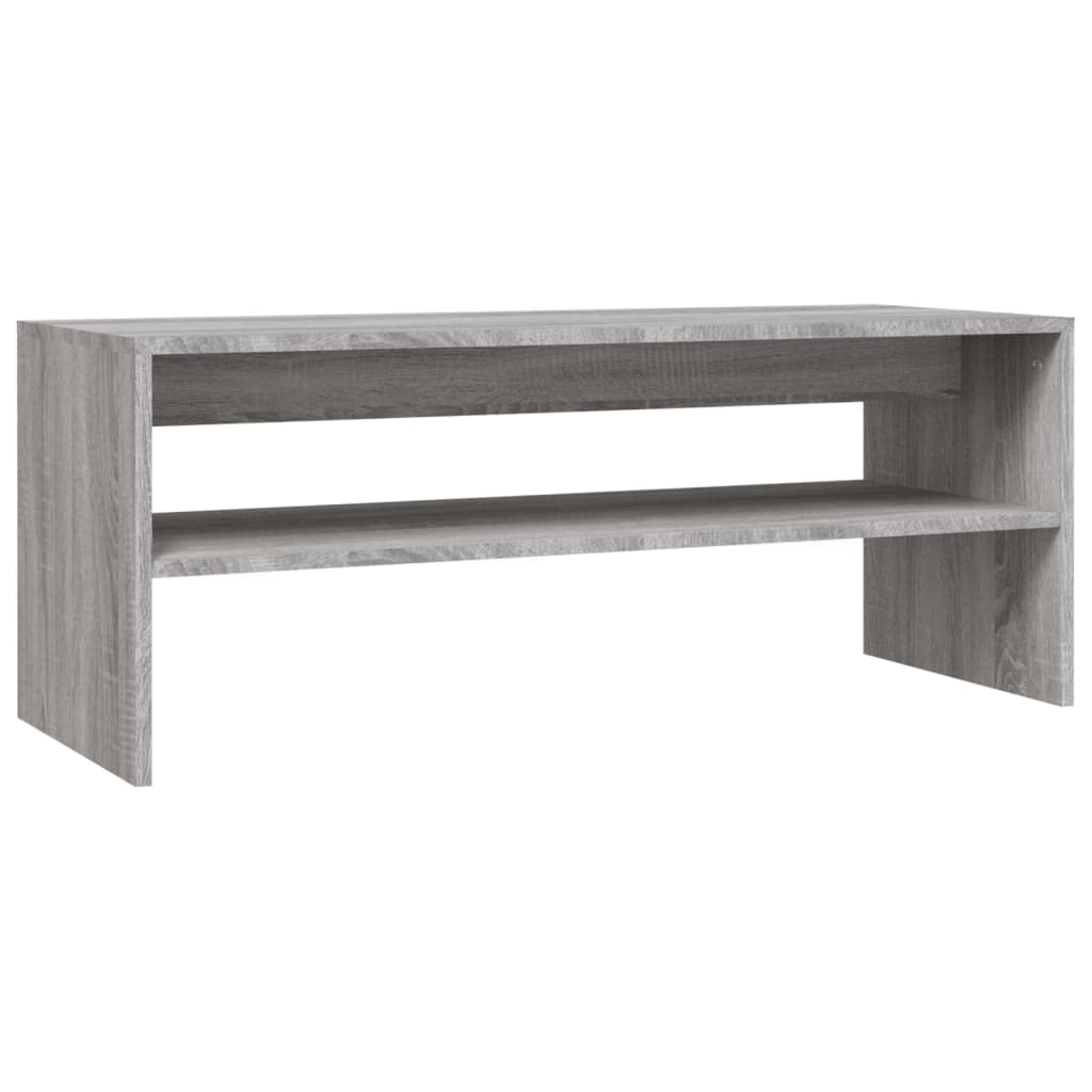 Générique Stolik kawowy Sonoma szary 100x40x40 cm Wood Ingenierie | Otwarta półka do przechowywania, wytrzymała góra, łatwy montaż, do salonu