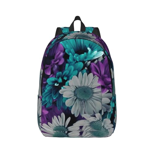 Mochila de viaje para fin de semana con flores moradas y estilo urbano