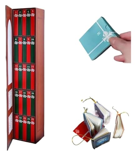 2025 NEW Mini Book Ornament Advent, Mini Book Ornament Advent Calendar, Literature Lovers Gifts Calendar With 25 Volume Gift, Christmas Books Advent Calendar For Books Lovers(Red)