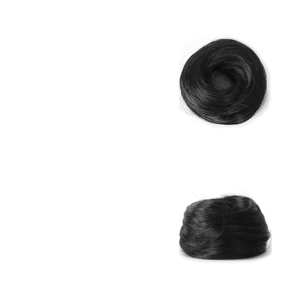 Hair buns hair piece noir : postiche chignon avec caoutchouc tendon