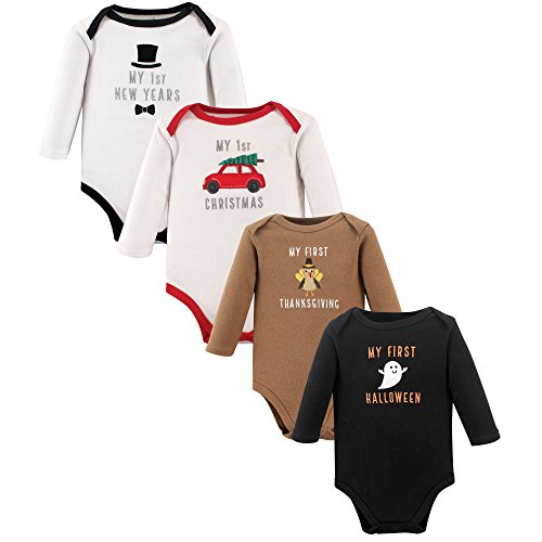 Image of Hudson Baby baby-boys Cotton Long-sleeve Bodysuits 4-pack