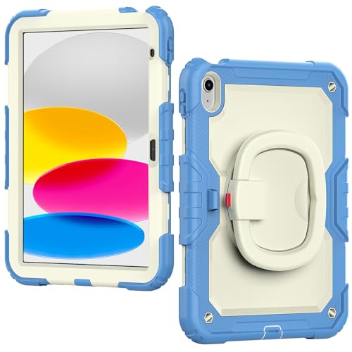 Coque iPad 11 pouces 2025 antichoc silicone poignée rotative bleu