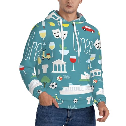 Sweat à capuche grec pour homme, streetwear confortable imprimé mythologie