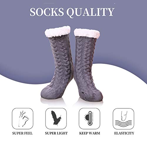 SDBING Women's Winter Super Soft Warm Cozy Fleece Lined Fuzzy Slipper Socks with Grippers 5