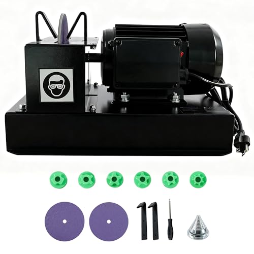 Holdwell S Lawn Mower Blade Sharpener, 2/3HP 500W Bench Grinder with 7-Inch Ceramic Wheel, 30°/40° Angle Brackets, for High/Low Lift, Gator & Flat Blades, with Extra Replacement Sandpapers