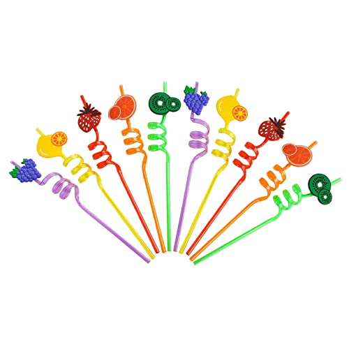 WERTSWF 20 pajitas de plástico reutilizables, creativas, espirales, para suministro de fiestas, jugo de verano, niños Cover