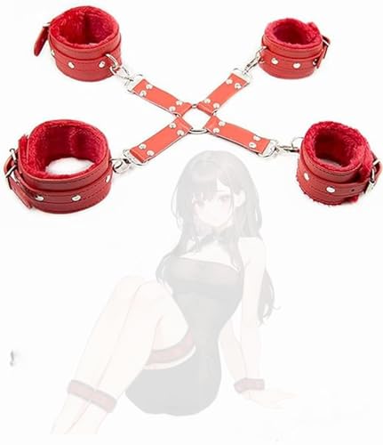 Anneaux de gymnastique mains et pieds avec sangles réglables en cuir rouge antidérapant