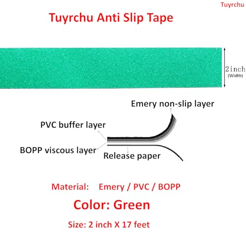 Image of Anti Slip Tape 2 Inch Wide, Waterproof Grip Adhesive Heavy Duty High Traction Friction for Indoor /Outdoor Steps (17 Ft /Green).