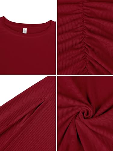 Robe crayon serrée à manches courtes drapée et extensible - 6