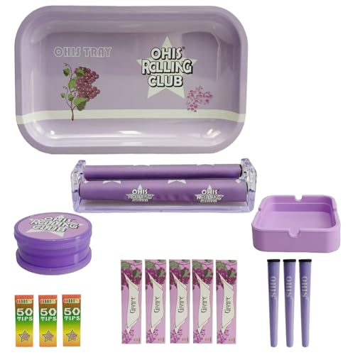 Rolling Tray Set Metal Rolling Tray Cone Loader for King Size&1 1/4 Size Pre Rolled Cone Cone Pre Roll Machine.(Purple)