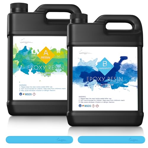 Epoxidharz 4000ml/136oz Kristallklar, ungiftig- Hochglanz und UV-beständig Epoxy Resin für Holz, Schmuckherstellung, Restauration, selbstnivellierendes Gießharz für Anfänger und DIY Harzkunstprojekte