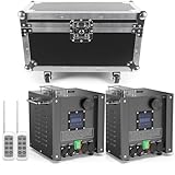 DayFlicker 2 Stücke Wasserdichte Pyrotechnikmaschinen mit Flightcase, 750W Cold Spark Maschine mit Fernbedienung, LCD-Display & DMX, für Hochzeit Party DJ Halloween Weihnachten