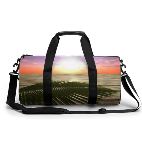 Sac de yoga blanc motif palmier 45cm idéal pour vos séances de sport et week-ends